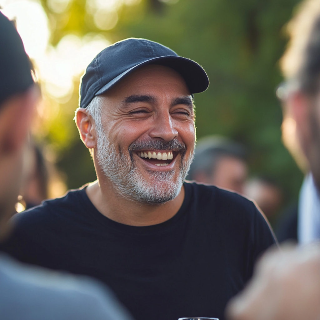 A smiling and laughing man